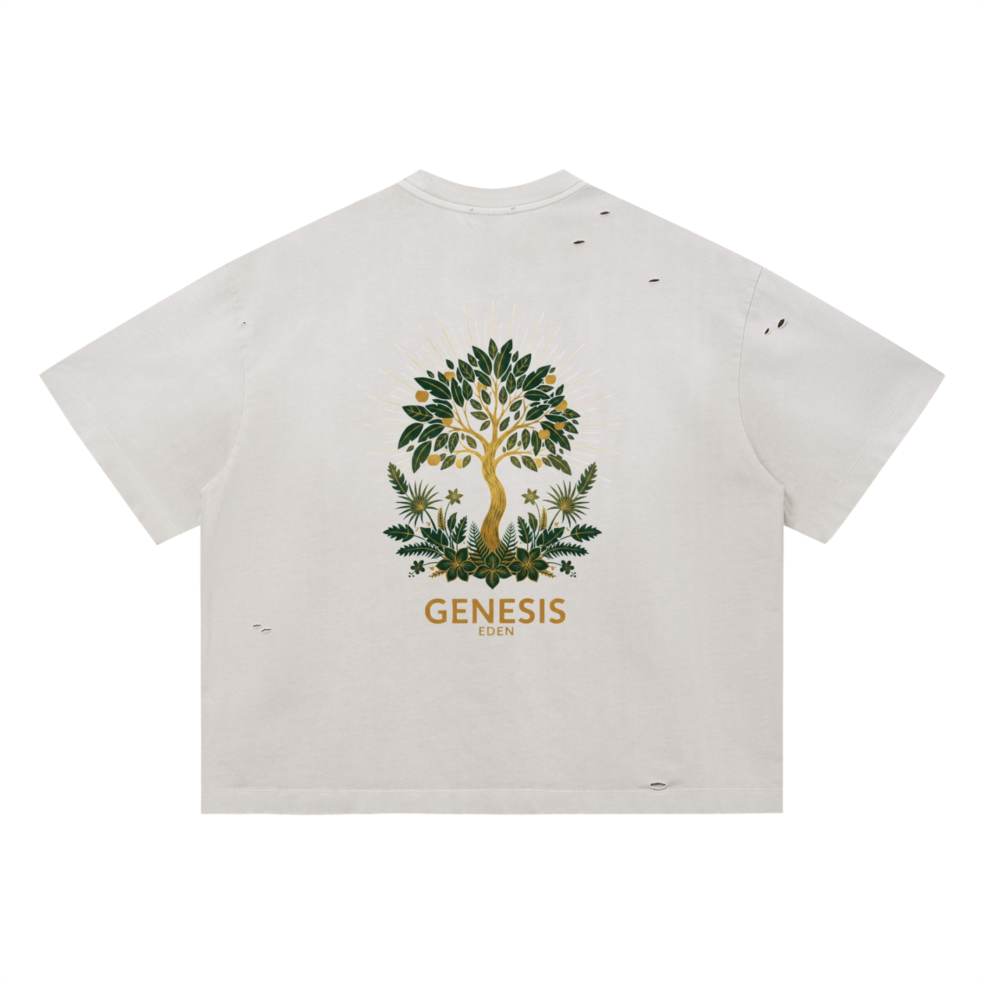 THE GENESIS COLLECTION: GARDEN Unisex Vintage Washed Distressed Boxy Oversized T-Shirt