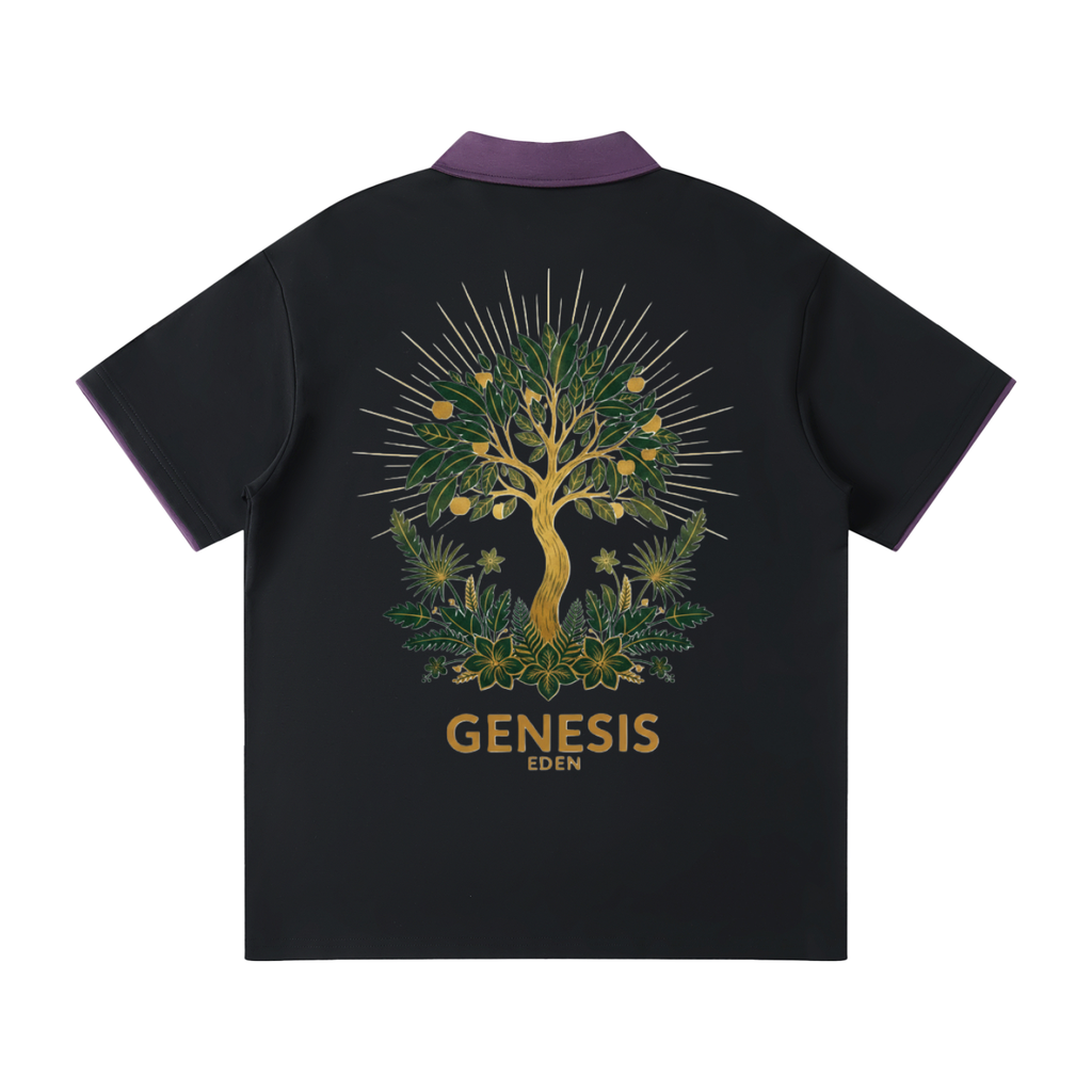 THE GENESIS COLLECTION: GARDEN Unisex Contrast Collar Raglan Polo Shirt