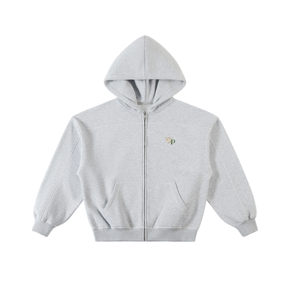 THE GENESIS COLLECTION: THE GARDEN Unisex Contrast-Stitched Boxy Fleece Zip Hoodie