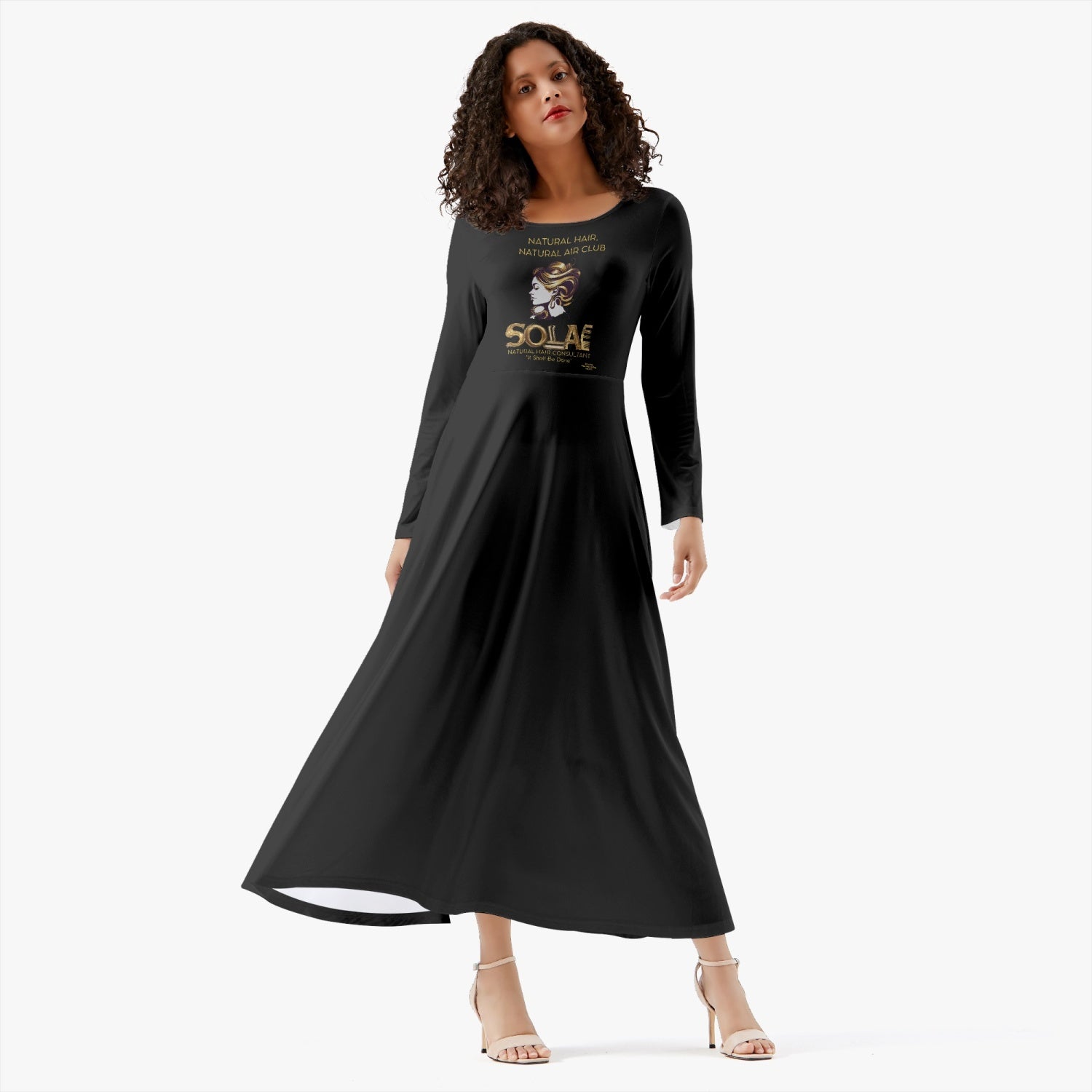 Solae Women's Long-Sleeve One-piece Dress (Black)