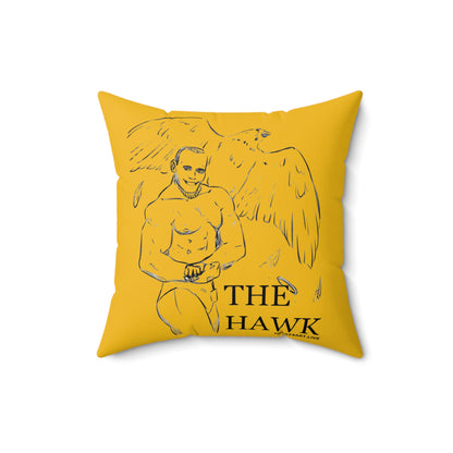 THE HAWK Spun Polyester Square Pillow (Gold)