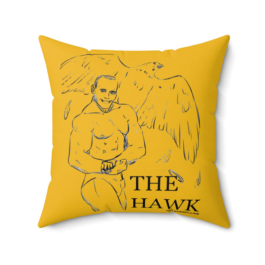 THE HAWK Spun Polyester Square Pillow (Gold)