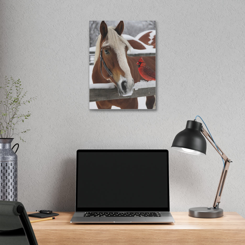 Horse and Cardinal Polyester Canvas
