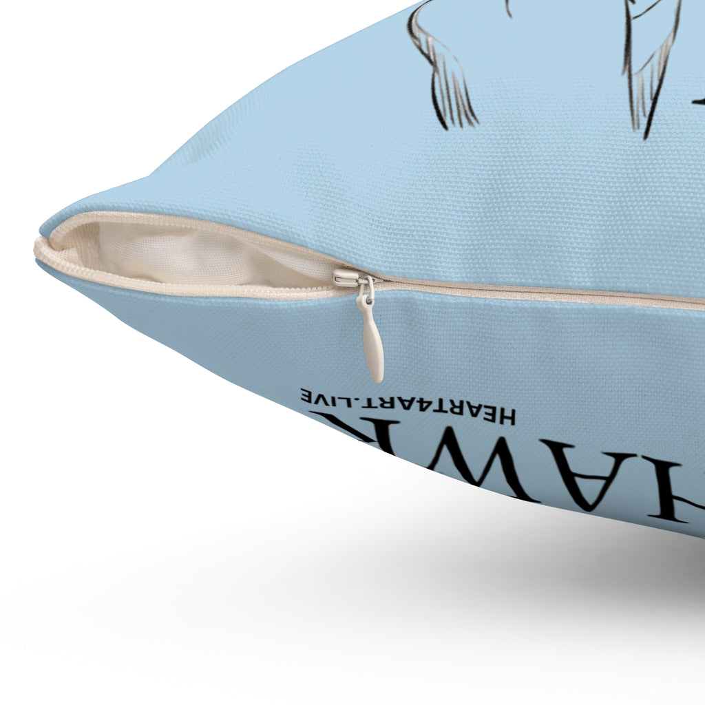 THE HAWK Spun Polyester Square Pillow (Light Blue)