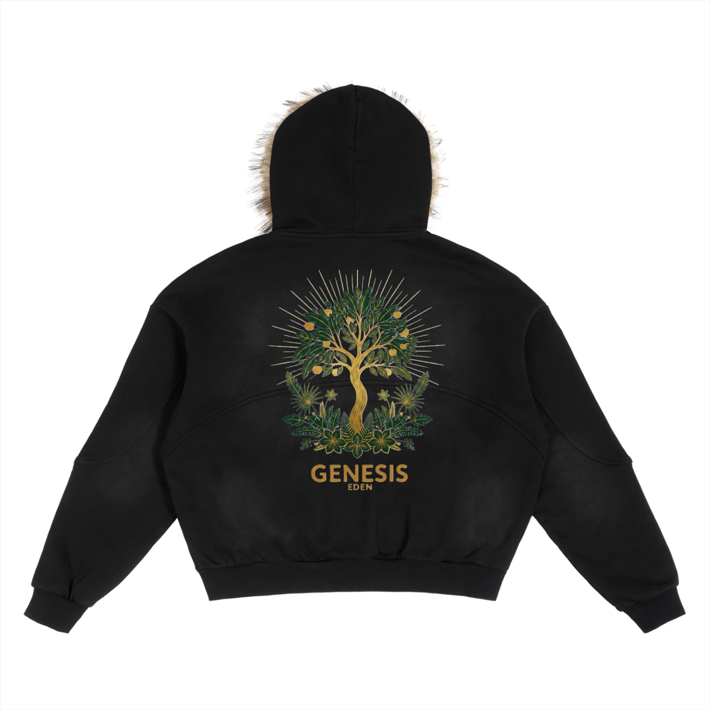 THE GENESIS COLLECTION: THE GARDEN Unisex Sun Fade Boxy Detachable Fur Hoodie