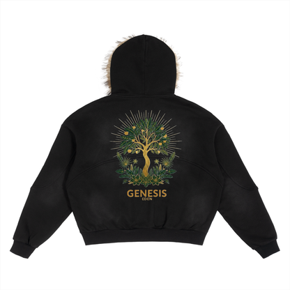 THE GENESIS COLLECTION: THE GARDEN Unisex Sun Fade Boxy Detachable Fur Hoodie
