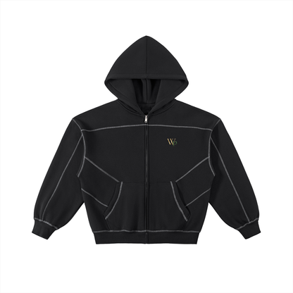 THE GENESIS COLLECTION: THE GARDEN Unisex Contrast-Stitched Boxy Fleece Zip Hoodie