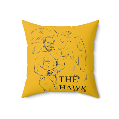 THE HAWK Spun Polyester Square Pillow (Gold)