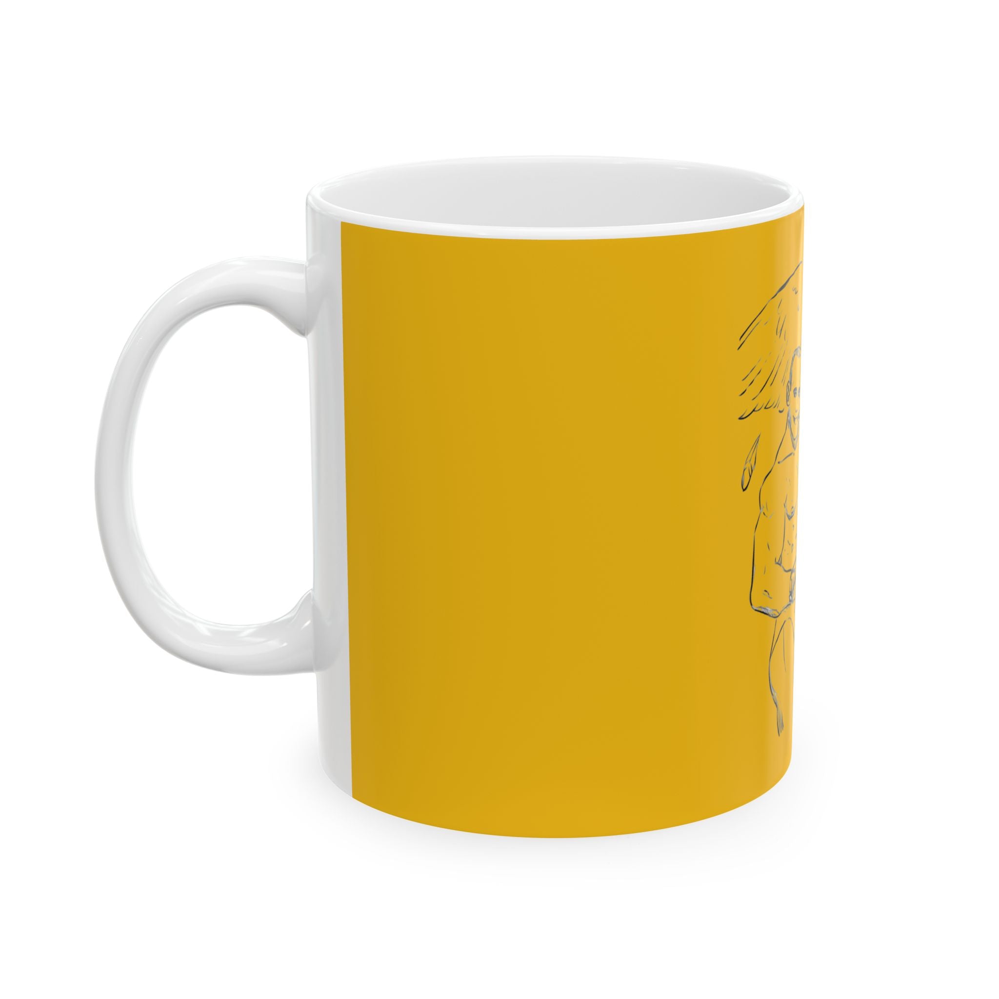 THE HAWK Ceramic Mug, (11oz, 15oz) Gold