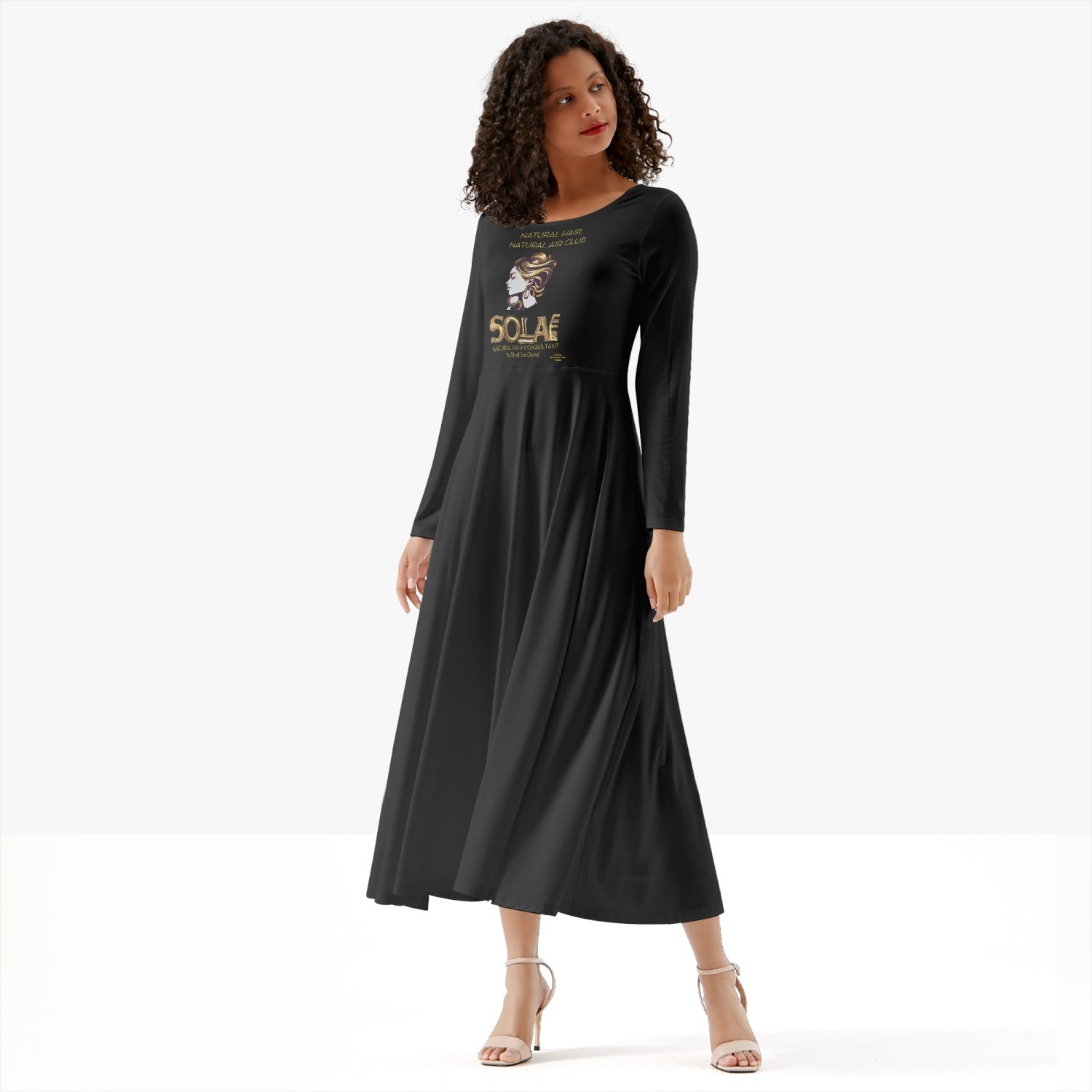 Solae Women's Long-Sleeve One-piece Dress (Black)