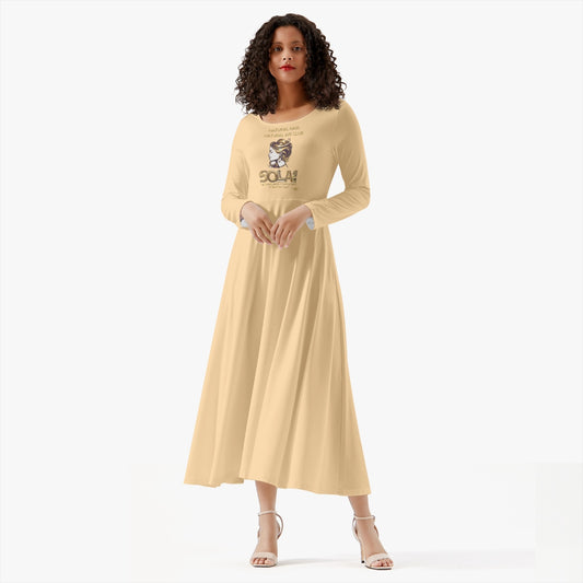 Solae Women's Long-Sleeve One-piece Dress (Gold/Tan)