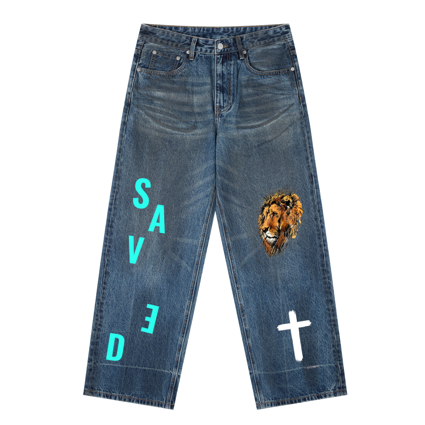 SAVED Vintage Wash Baggy Denim Jeans