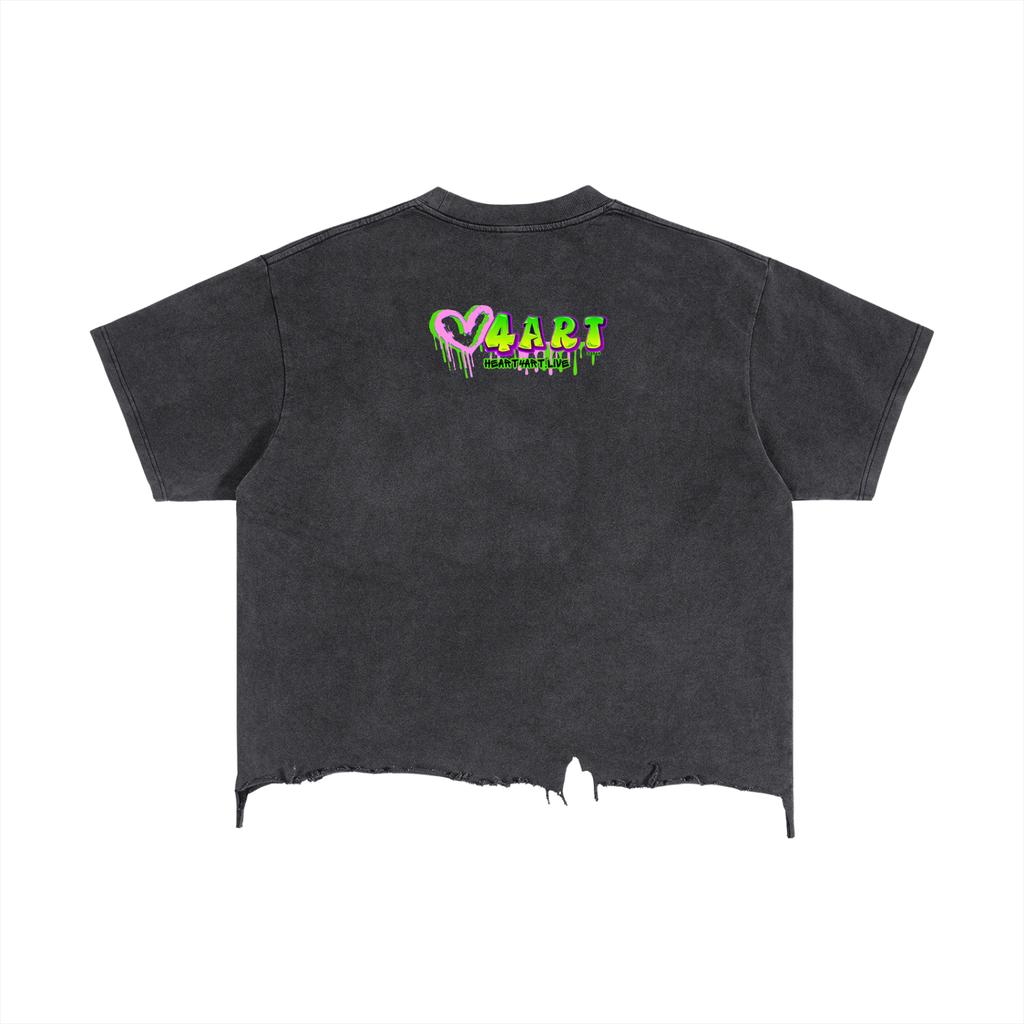 YEAH, IM A CHRISTIAN, BUT DONT PUSH ME! Vintage Wash Boxy Distressed Hem T-Shirt