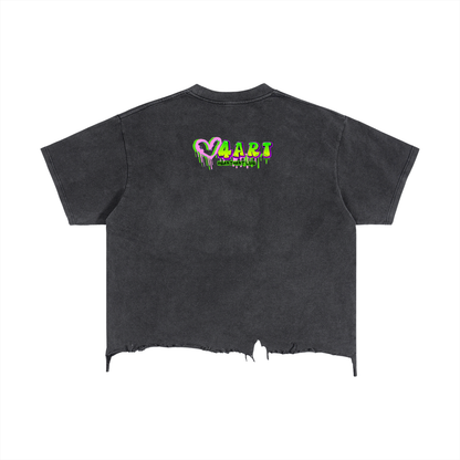 YEAH, IM A CHRISTIAN, BUT DONT PUSH ME! Vintage Wash Boxy Distressed Hem T-Shirt