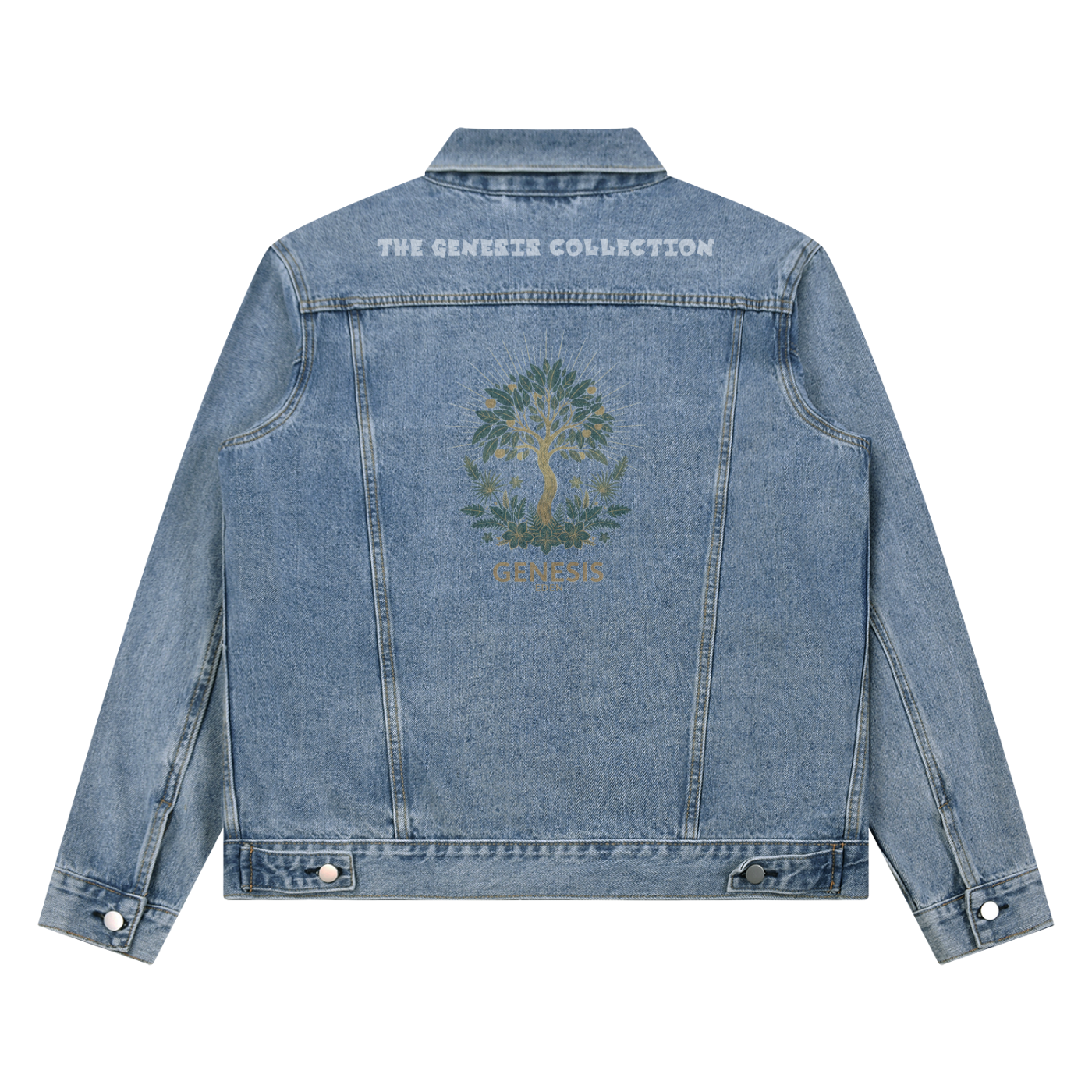 THE GENESIS COLLECTION: THE GARDEN Unisex Vintage Wash Denim Jacket