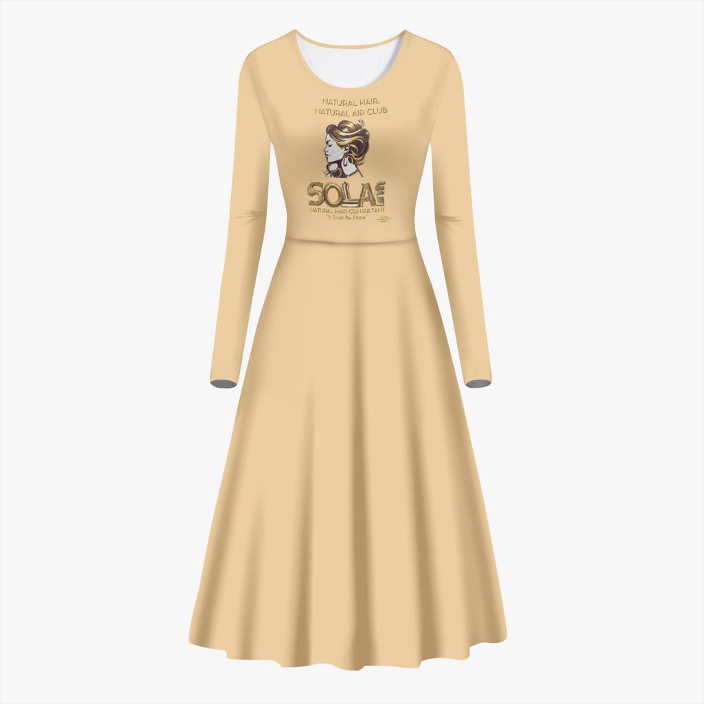 Solae Women's Long-Sleeve One-piece Dress (Gold/Tan)