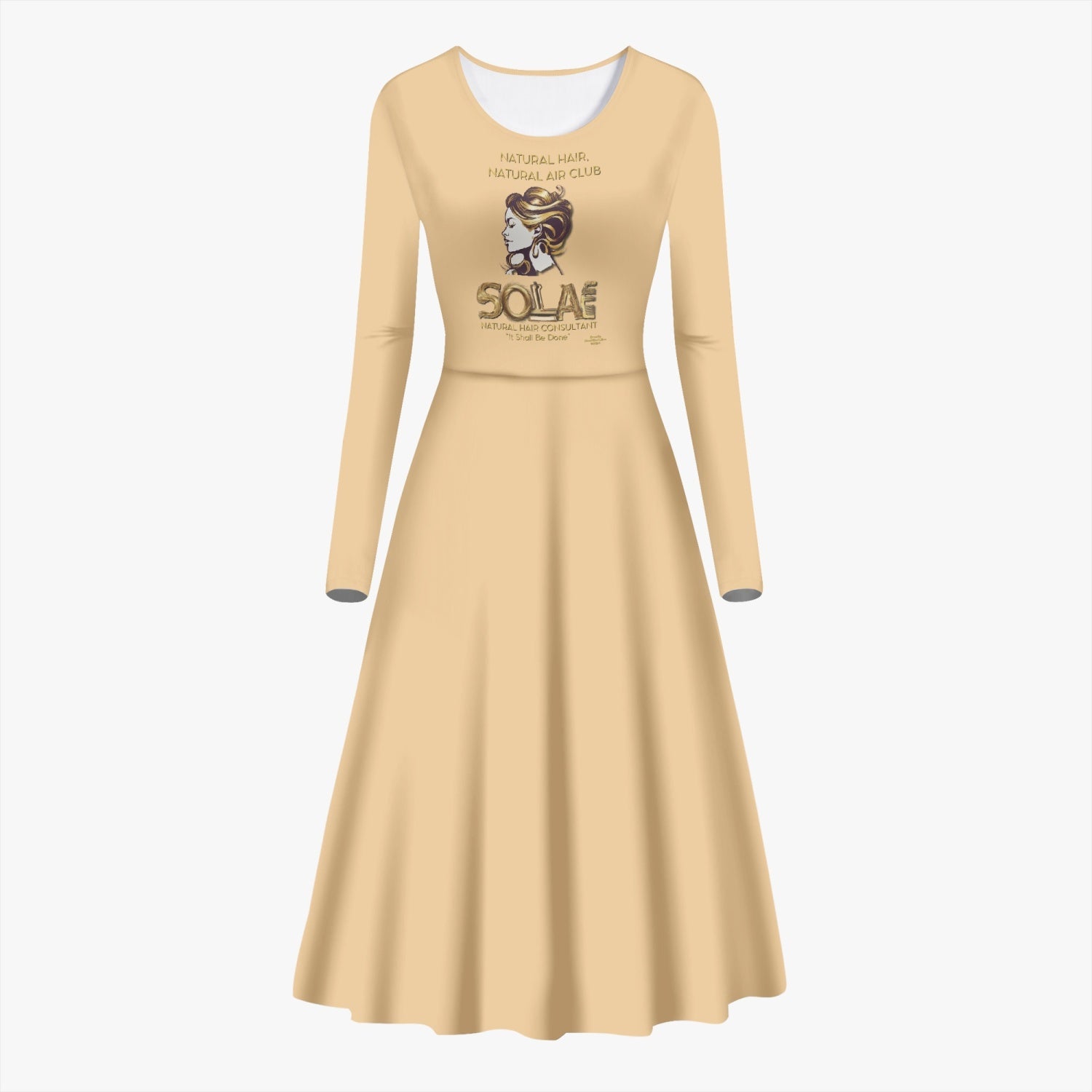 Solae Women's Long-Sleeve One-piece Dress (Gold/Tan)