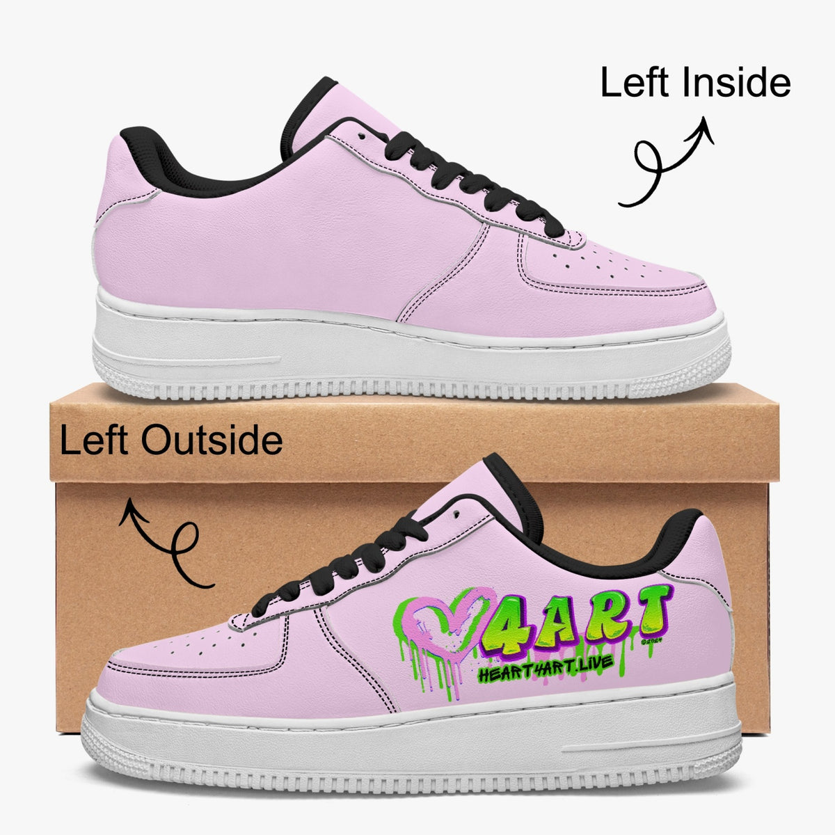 Heart4art Type 2 AF1 Low-Top Microfiber PU Leather Sports Sneakers