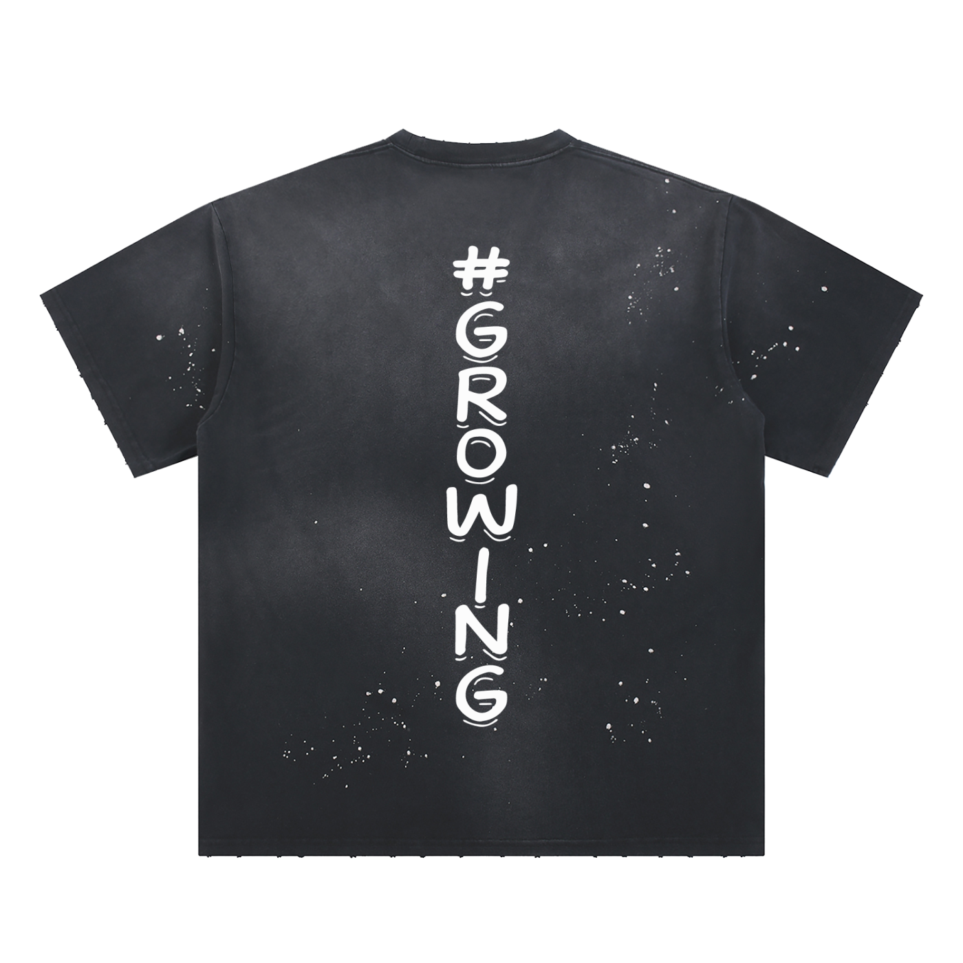 JUST A BABY #GROWING Hand-Frayed Sunfade Paint Splatter T-Shirt