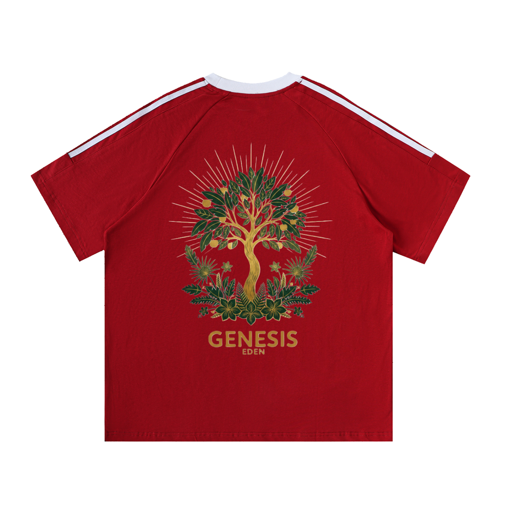 THE GENESIS COLLECTION: GARDEN Unisex Contrast Tape Crewneck Cotton T-Shirt