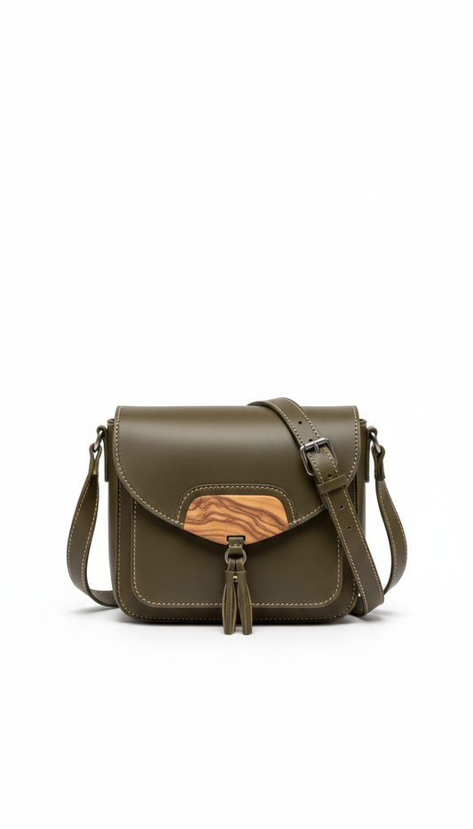 Olivewood leather crossbody bag