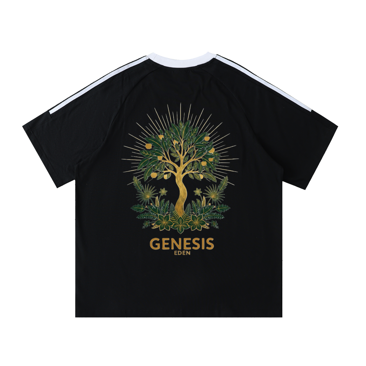 THE GENESIS COLLECTION: GARDEN Unisex Contrast Tape Crewneck Cotton T-Shirt