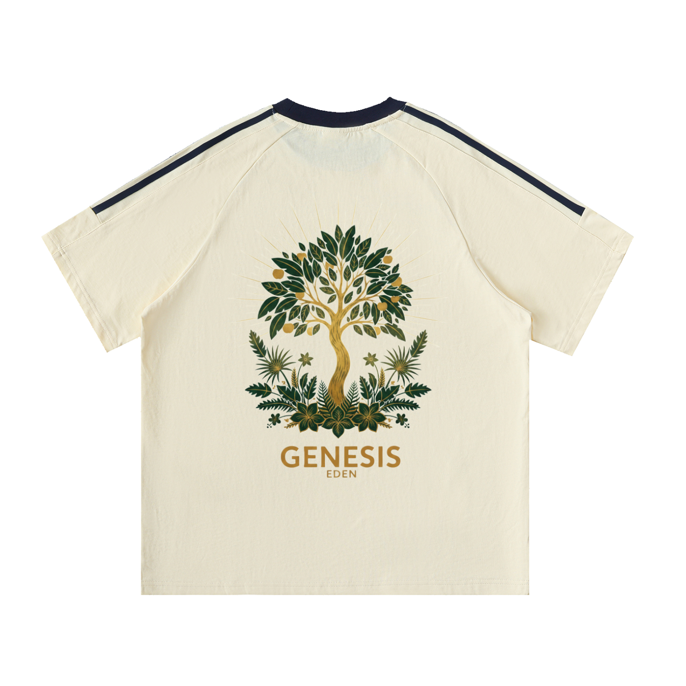 THE GENESIS COLLECTION: GARDEN Unisex Contrast Tape Crewneck Cotton T-Shirt