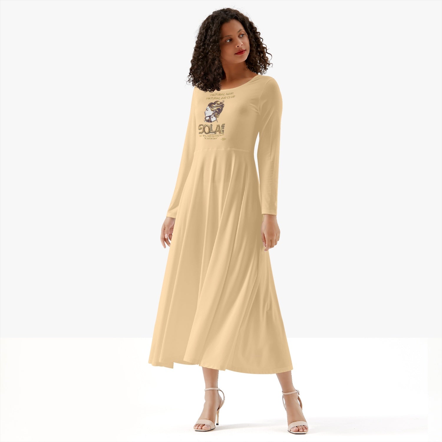 Solae Women's Long-Sleeve One-piece Dress (Gold/Tan)