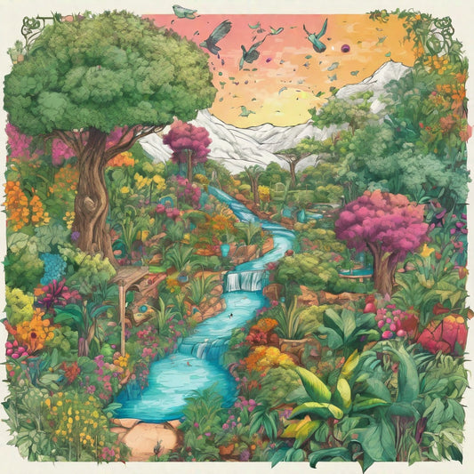 Interpretation of The Garden of Eden In Color Digital Reference Image