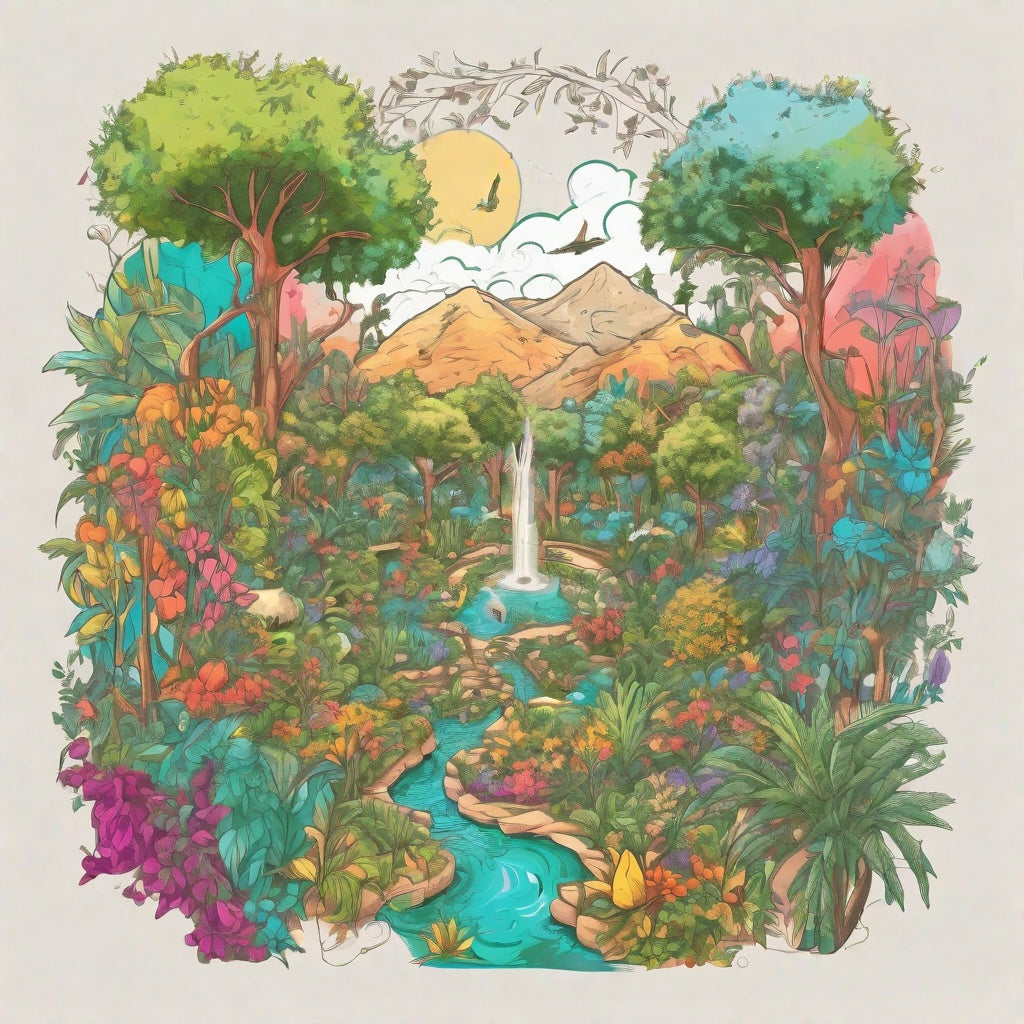 Interpretation of The Garden of Eden In Color Digital Reference Image