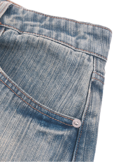 Custom "JESUS IS KING" Vintage Wash Distressed Denim Jeans