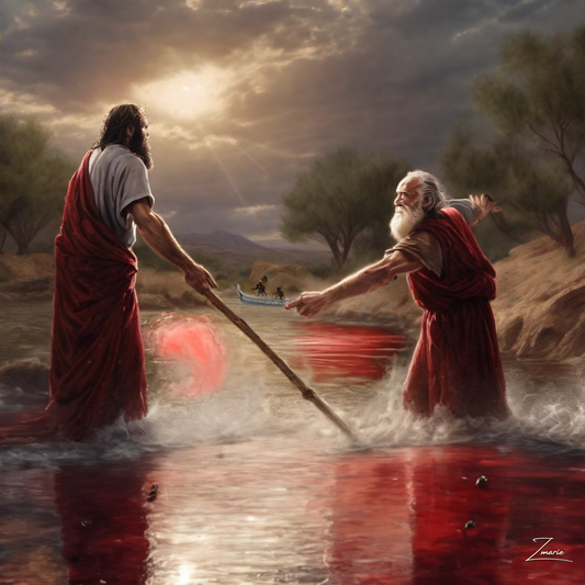 Moses & Aaaron- Water into Blood (Plague) Reference Image