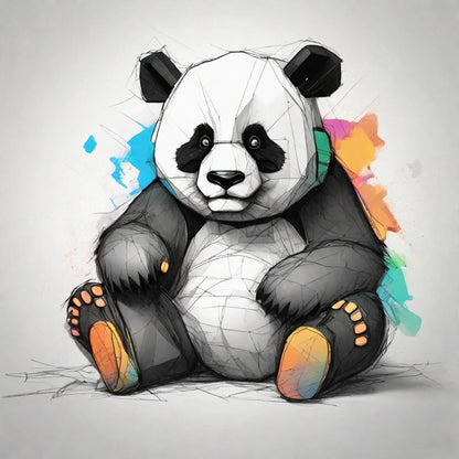 Panda With Splash Of Color- Reference Image (Two Parts)