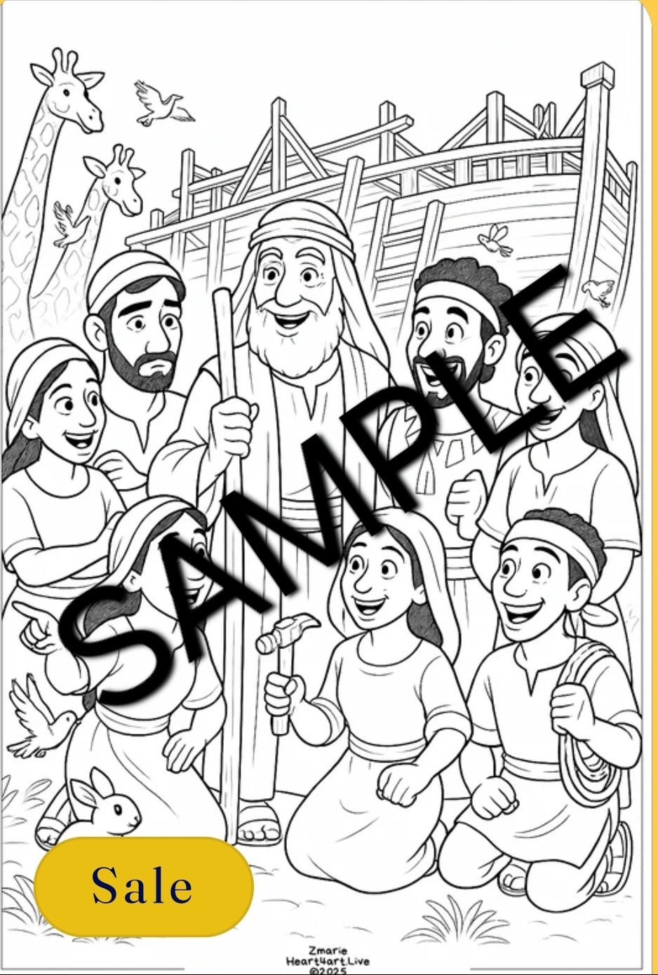 Noah and The Ark Digital Coloring Page