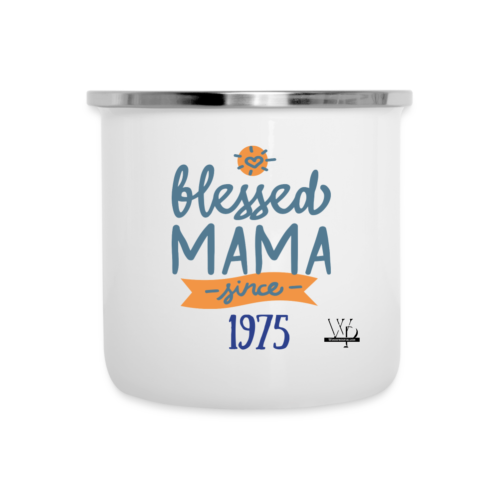 Blessed Mama Since Customizable Camper Mug - white