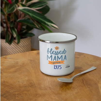 Blessed Mama Since Customizable Camper Mug - white