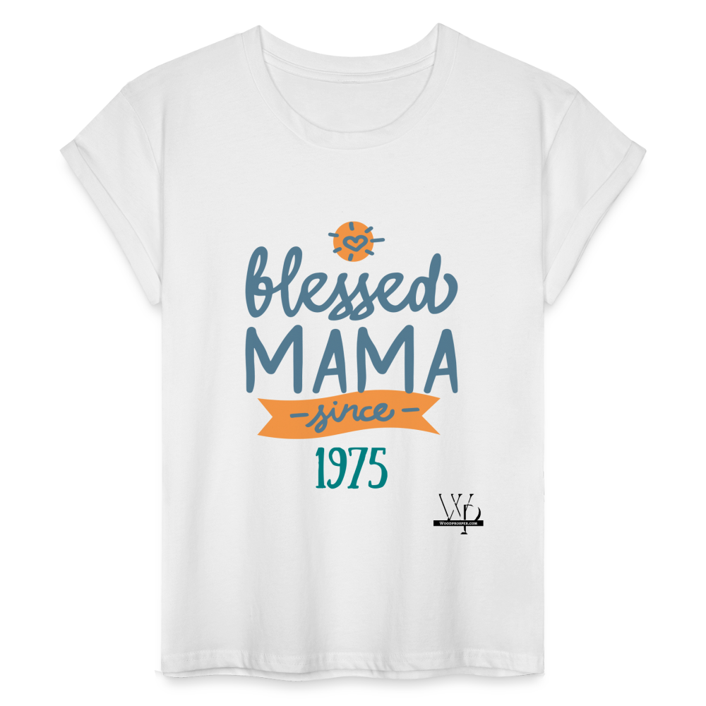 Blessed Mama Since Customizable Women's Relaxed Fit T-Shirt - white