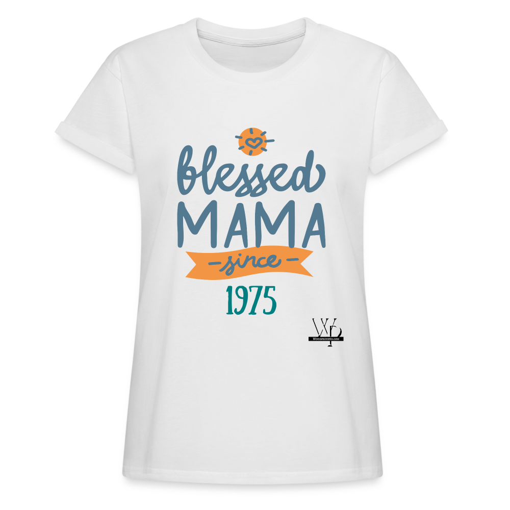 Blessed Mama Since Customizable Women's Relaxed Fit T-Shirt - white