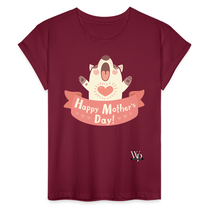 Happy Mother's Day-Big Hugs Fit T-Shirt - burgundy