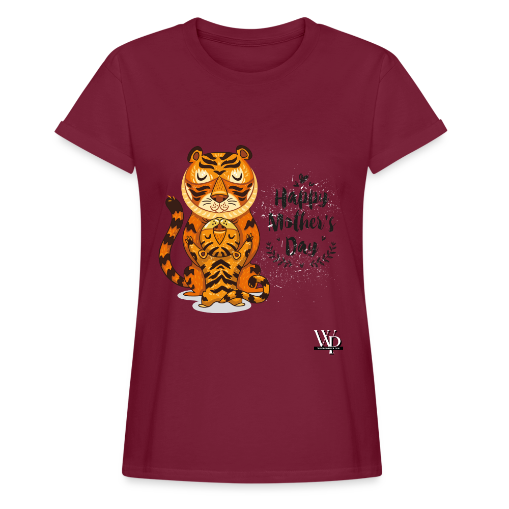 Happy Mother's Day- Tiger (Women's Relaxed Fit T-Shirt) - burgundy