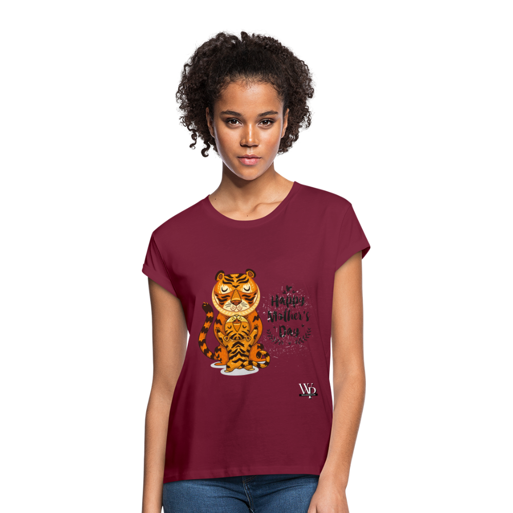 Happy Mother's Day- Tiger (Women's Relaxed Fit T-Shirt) - burgundy