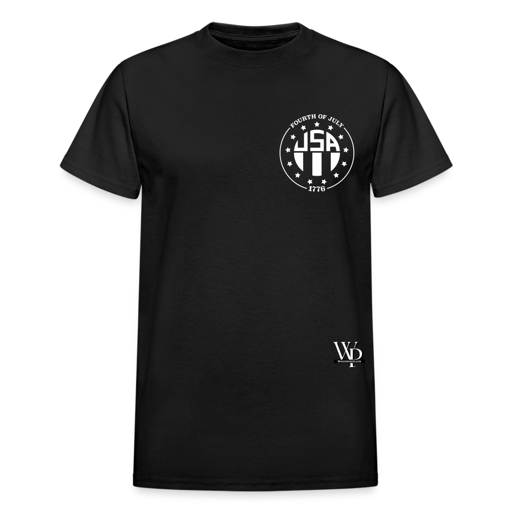 USA 4th of July Unisex Tshirt (White Logo) - black