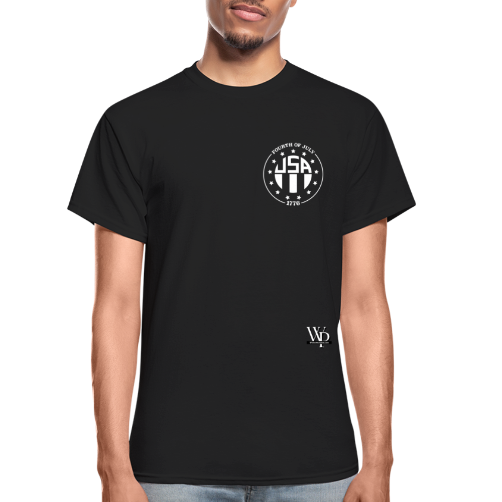 USA 4th of July Unisex Tshirt (White Logo) - black