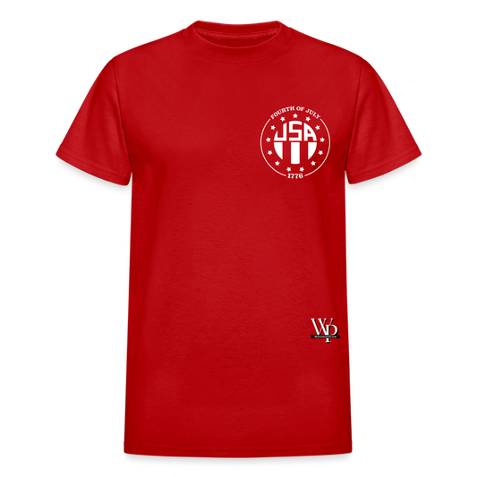 USA 4th of July Unisex Tshirt (White Logo) - red