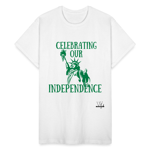 Celebrating Our Independence 4th Unisex Tshirt - white