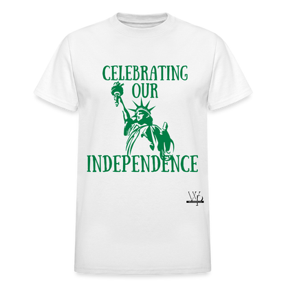 Celebrating Our Independence 4th Unisex Tshirt - white