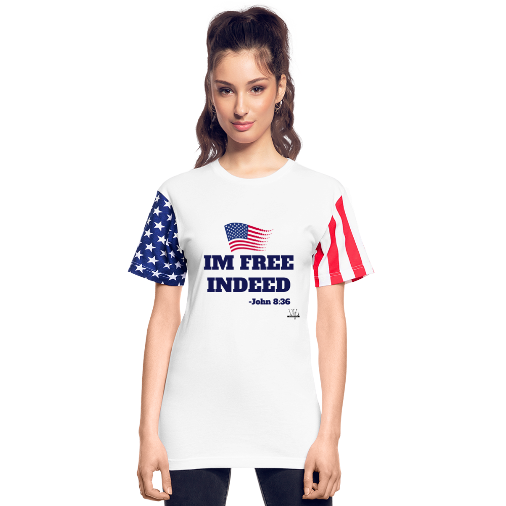 IM FREE INDEED Stars & Stripes T-Shirt | LAT Code Five™ 3976 - white