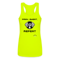 PRAY, SWEAT, REPEAT Women’s Performance Racerback Tank Top - neon yellow