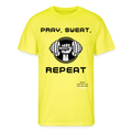 PRAY, SWEAT, REPEAT Men’s Jerzees T-shirt - neon yellow