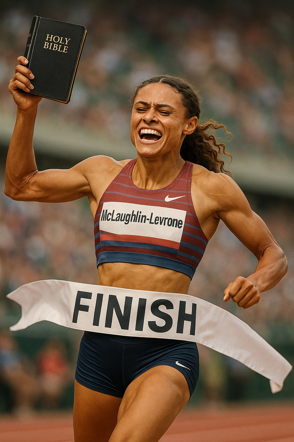 CHRISTIAN FEMALE TRACK RUNNER INSPIRED ARTWORK Canvas Stretched, 0.75"